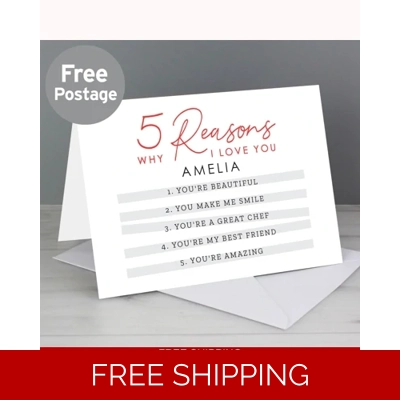 Personalised 5 Reasons Why Card Personalised 5 Reasons Why Card